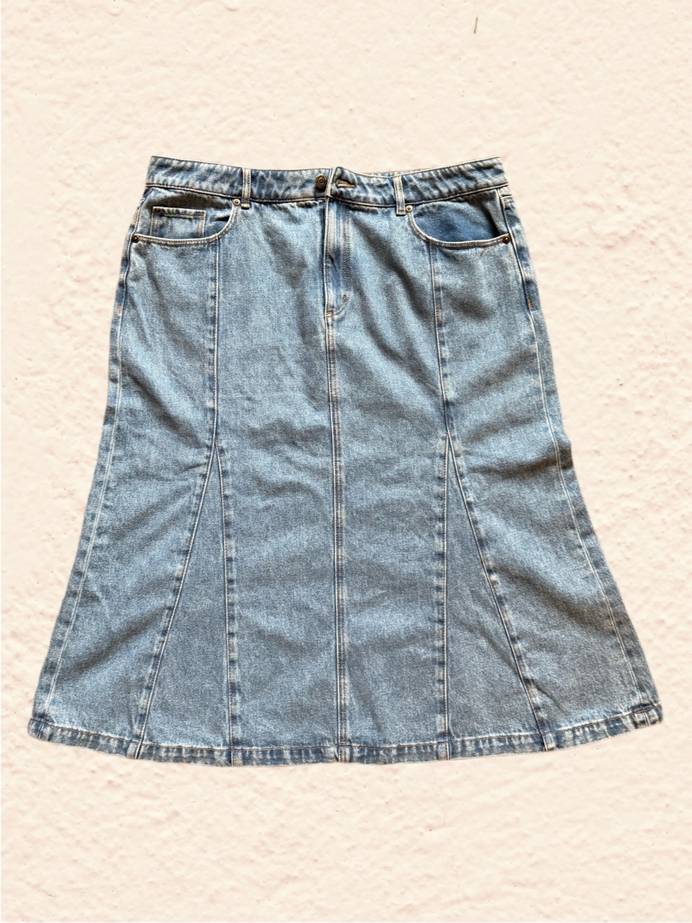LOFT Light Blue Denim A-Line Panel Skirt